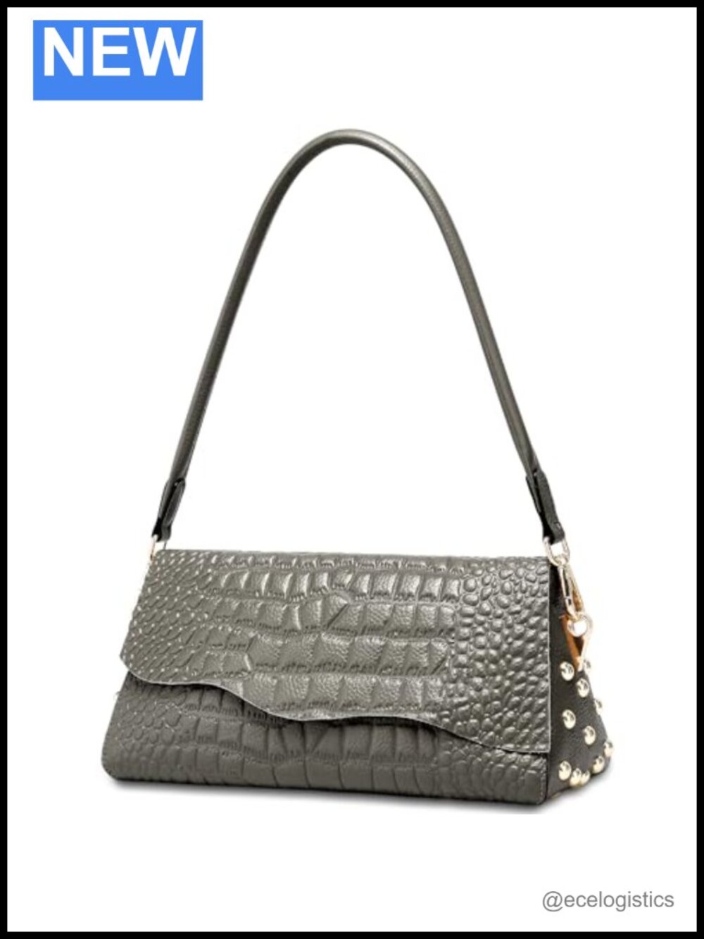 Genuine Leather Shoulder Bag Women Handmade Crocodile Pattern Purse